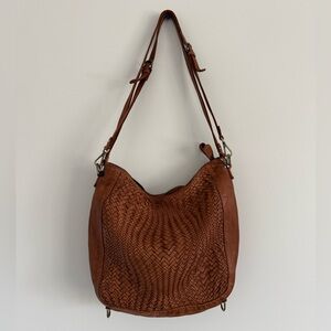Elegant Brown Woven Leather Shoulder Bag